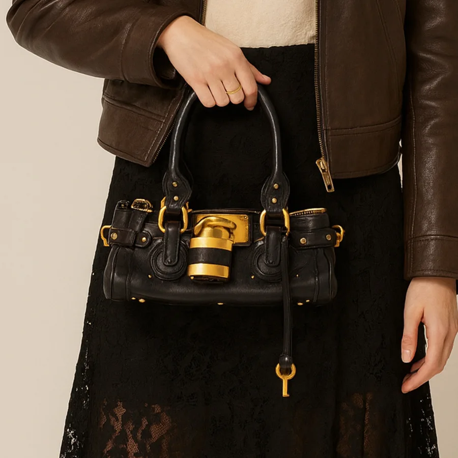 

Retro Street Women's Shoulder Bag Small Buckle Design Crossbody Bag Quality Leather Chain Tote With Golden Lock Ladies Handbag