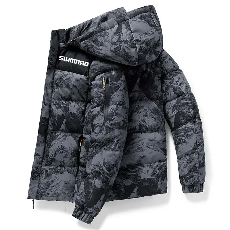 Men's Fishing Jacket Outdoor Down Jacket Winter Mountaineering Men's Snow Skiing Jacket Warm Thick Camouflage Ski Jacket