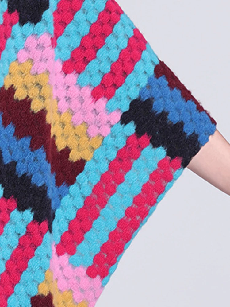 Fashion Winter Preppy Rainbow Scarf Women Ladies Layers Poncho Warm Femme Sweet Scarve Capa Para Mujer Pashmina Cloak Wrap Shawl