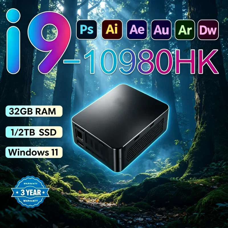 

2026 Scintillant Falcon MINI PC Equipped With Windows 11 Pro Core I9 10980HK RAM 1TB SSD WIFI 6 BT5.2 4K HD Untangled