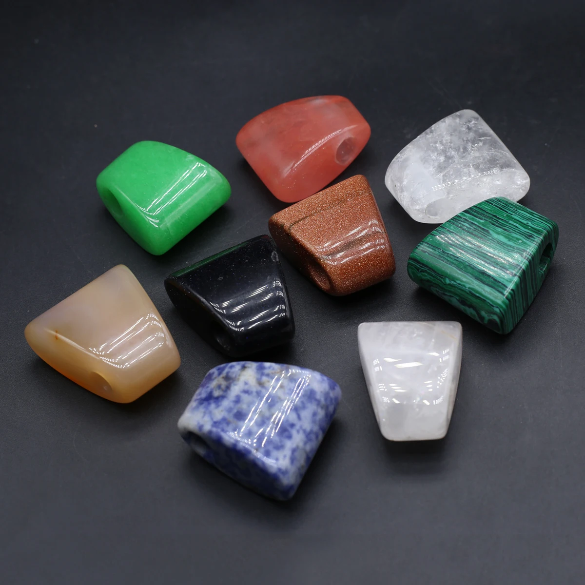 5PCS Wholesale Natural Semiprecious Stone Random Color Trapezoidal Pendant Jewelry Making DIY Necklace Earrings Accessories Gift