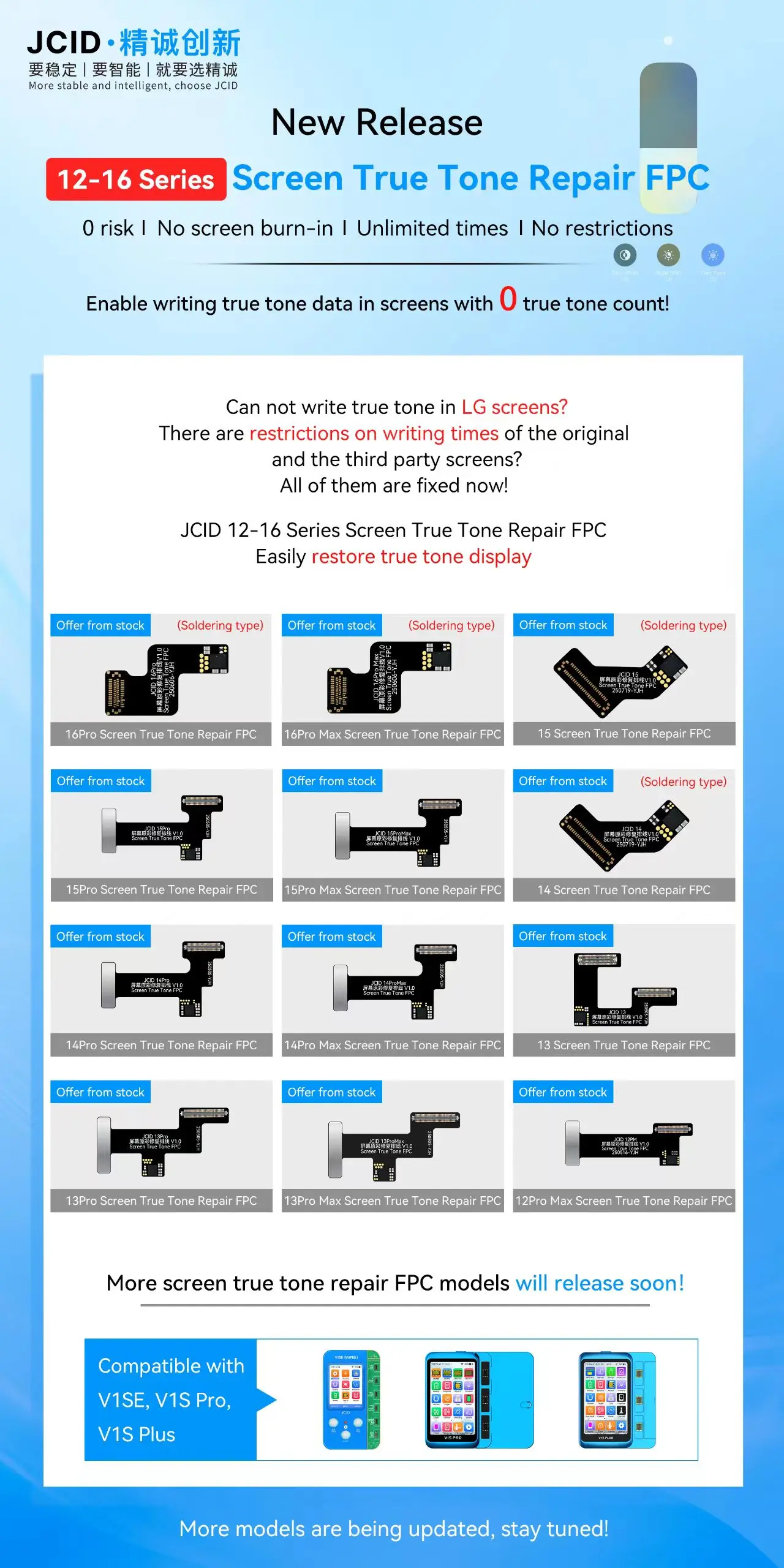 Câble flexible FPC de réparation True Tone JCID pour iPhone 12/13/14/15 Pro Max – Outil de récupération de la fonction couleur d'origine