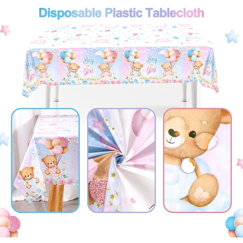 الجنس تكشف مفرش المائدة البلاستيكية للحفلات صبي أو فتاة استحمام الطفل ديكور الوليد غطاء الطاولة هو أو إنها الجنس تكشف لوازم الحفلات #6