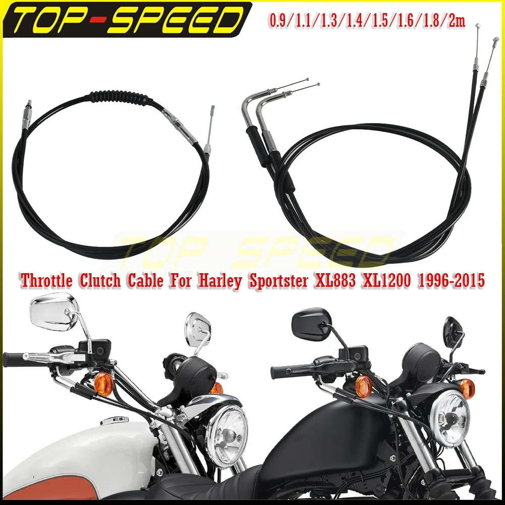 

For Harley Sportster XL883 XL1200 1996-2015 Motorcycle Stainless Braided Connection Lines Throttle Cable Clutch Control Wires