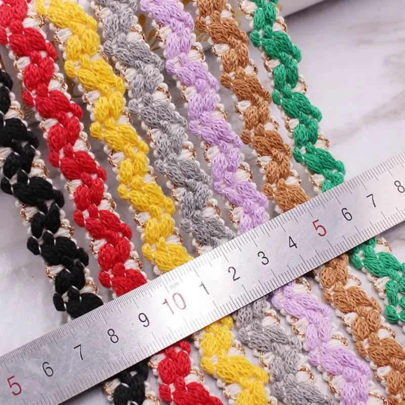 1 Yard Spitzenborte, besticktes Band, Kleidungszubehör, Stoff, Nähfransen für Bekleidung, bestickte Handwerksbänder – Detail 3