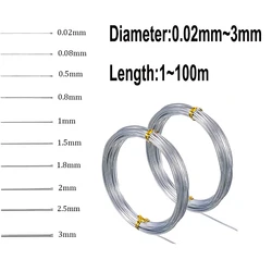 Fio de mola de aço inoxidável, fio duro, completo, diâmetro 0,02, 0,3, 0,4, 0,5, 0,6, 0,8, 1,5, 2,5, 3mm, 100m, 1m