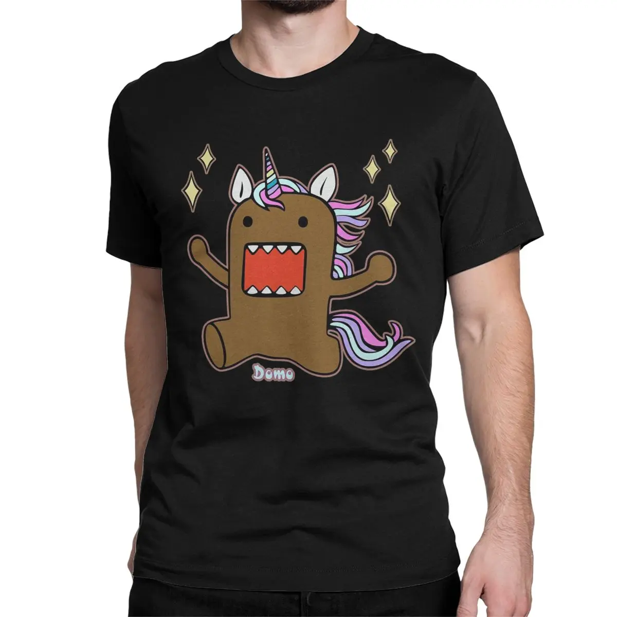 Domo Kun Unicorn T-Shirts for Men Women Funny Pure Cotton Tees Crew Neck Short Sleeve T Shirt Summer Tops