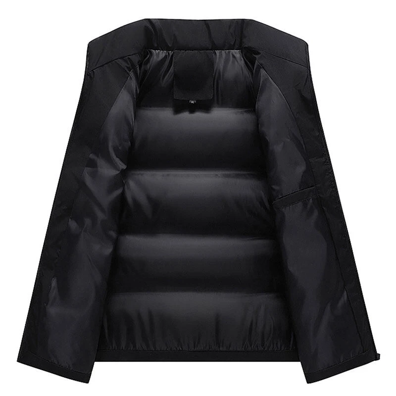 الرجال سترة منتفخة الخريف الشتاء مبطن سترة أسود رمادي أكمام معطف سترات عادية سميكة الدافئة أبلى سترة سترة الملابس #5