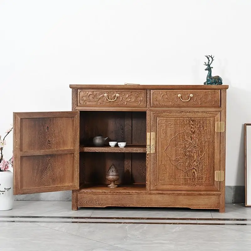 chicken wing wood sideboard, tea water cabinet, minimalist bowl cabinet, storage cabinet, Chinese style tea table,