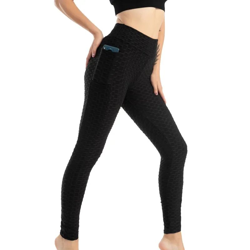 Frauen Mode Tasche Blase Hosen Stretchy Dünne Leggings Gym Laufen Radfahren Fitness Hosen Hohe Taille Hüfte Lift Leggings Weibliche – Detail 3