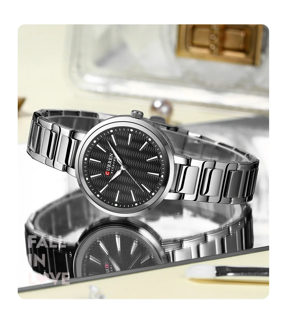 CURREN Elegante Schlichtheit Quarz-Zifferblatt-Uhr für Damen Schlankes Luxus-Zifferblatt mit Leuchtzeigern Armbanduhr für Damen – Detail 17