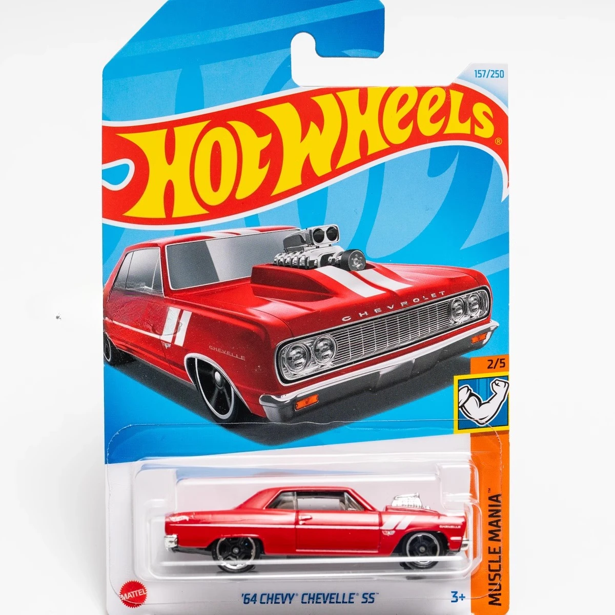 Genuine Hot Wheels RED \'64 CHEVY CHEVELLE SS Car Diecast Metal Auto 1:64 Model Muscle Maina Kids Toys for Boys 2024H Case No.157