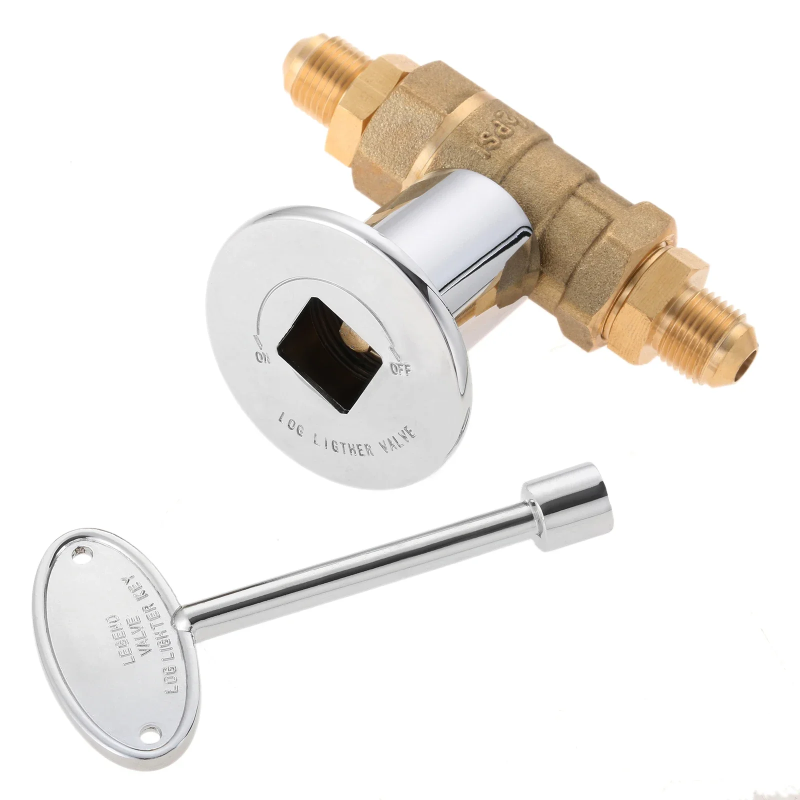 1 conjunto de 1/2 polegadas em linha reta quarto-turn gás shut-off válvula kit com cromo flange, chave de 3 polegadas e 3/8 masculino flare x 1/2 npt encaixes