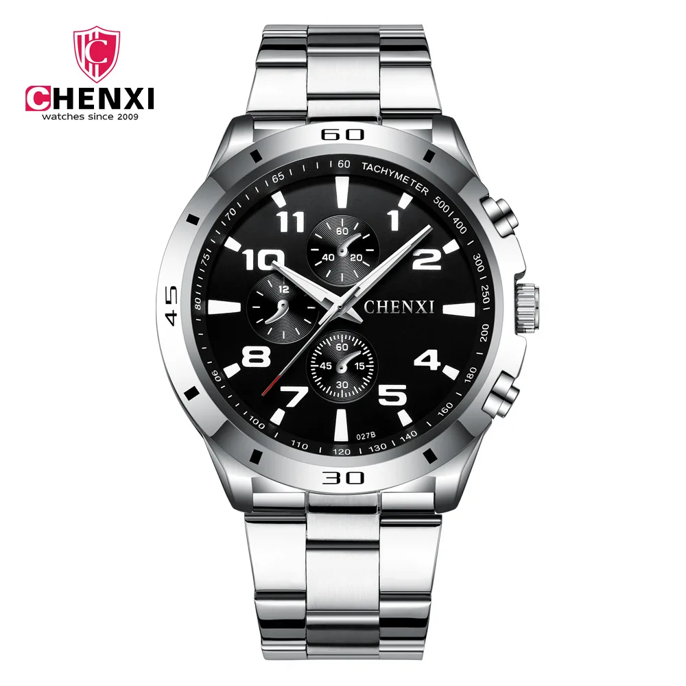 

CHENXI Luxury Sliver Watch Mens Quartz Clock Fashion Relogio Masculino Military Business Waterproof High Quality Male Boy Gift