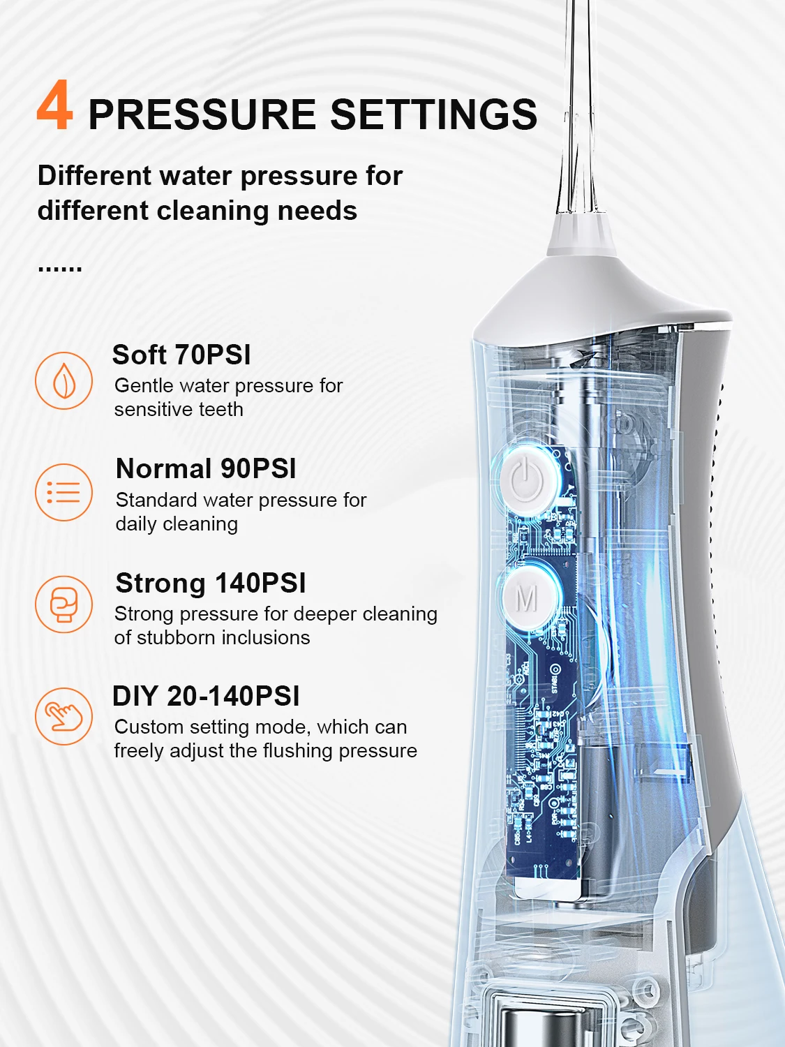 Water Dental Flosser Teeth Pick: Portable Cordless Oral Irrigator 300ML Rechargeable Travel Irrigation Cleaner IPX7 Waterproof
