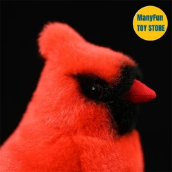 Northern Red Cardinal Plush Toy High Fidelity Red bird Plushie Tit Peluche Lifelike Stuffed Animals Simulation Doll Kawai Toy