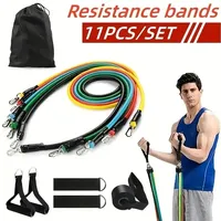 11pcs TPE Resistance Band Set Fitness Band Pull Rope Elastic Training Band with Door Anchor Handles Carry Bag Legs Ankle Straps