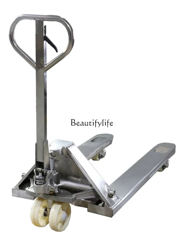 

ld 382.5 tons manual hydraulic pallet truck 304 stainless steel ground bovine hydraulic hand push trailer
