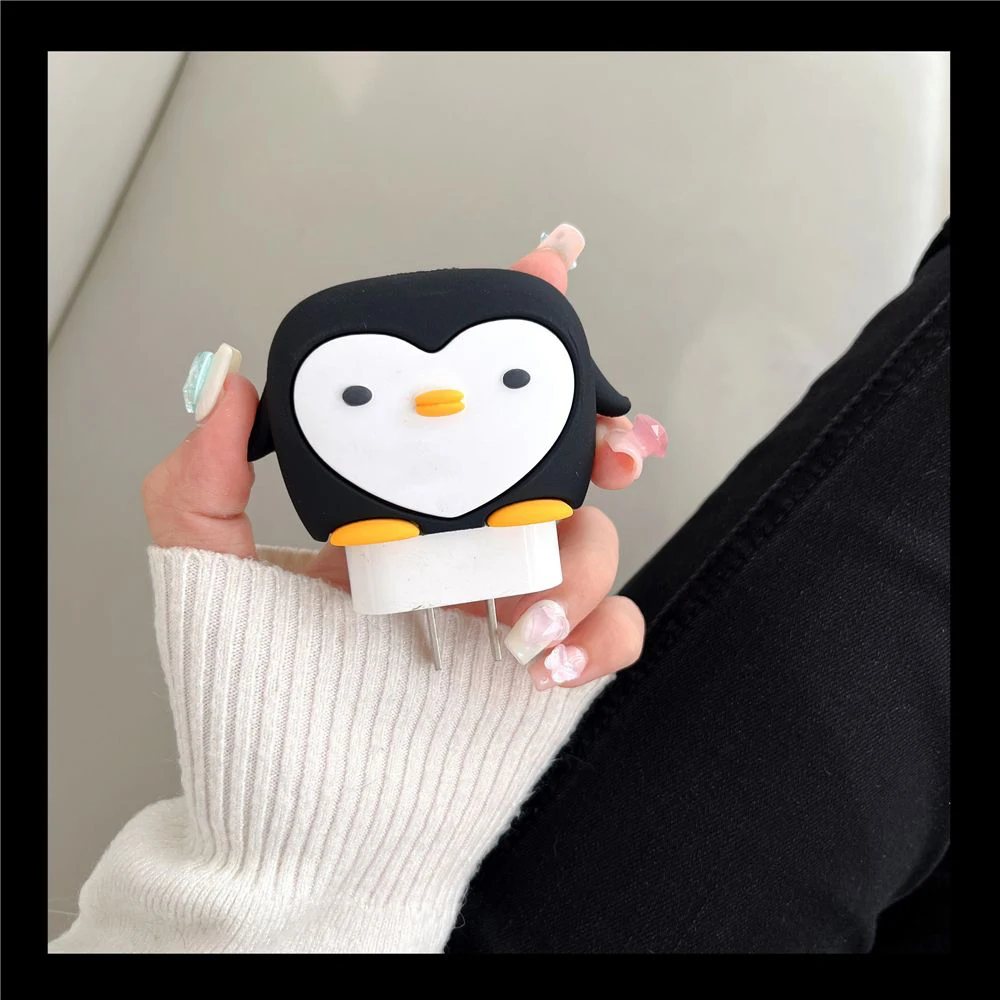 Cute Penguin 20W 18W Charger Cable Protector For iPhone 14 15 16 13 12 11 Fast Charging Covers USB Data Cable Line Protection