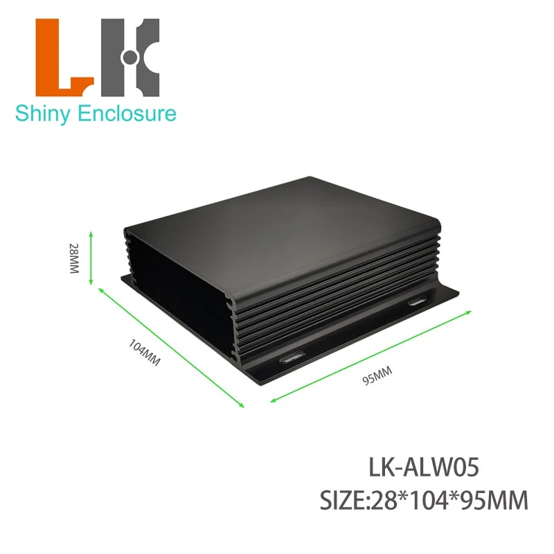 LK-ALW05 Wall Mount Aluminum Extrusion PCB Enclosure Extruded Electronic Box Aluminum Casing PCB Housing for Project 28x104x95mm