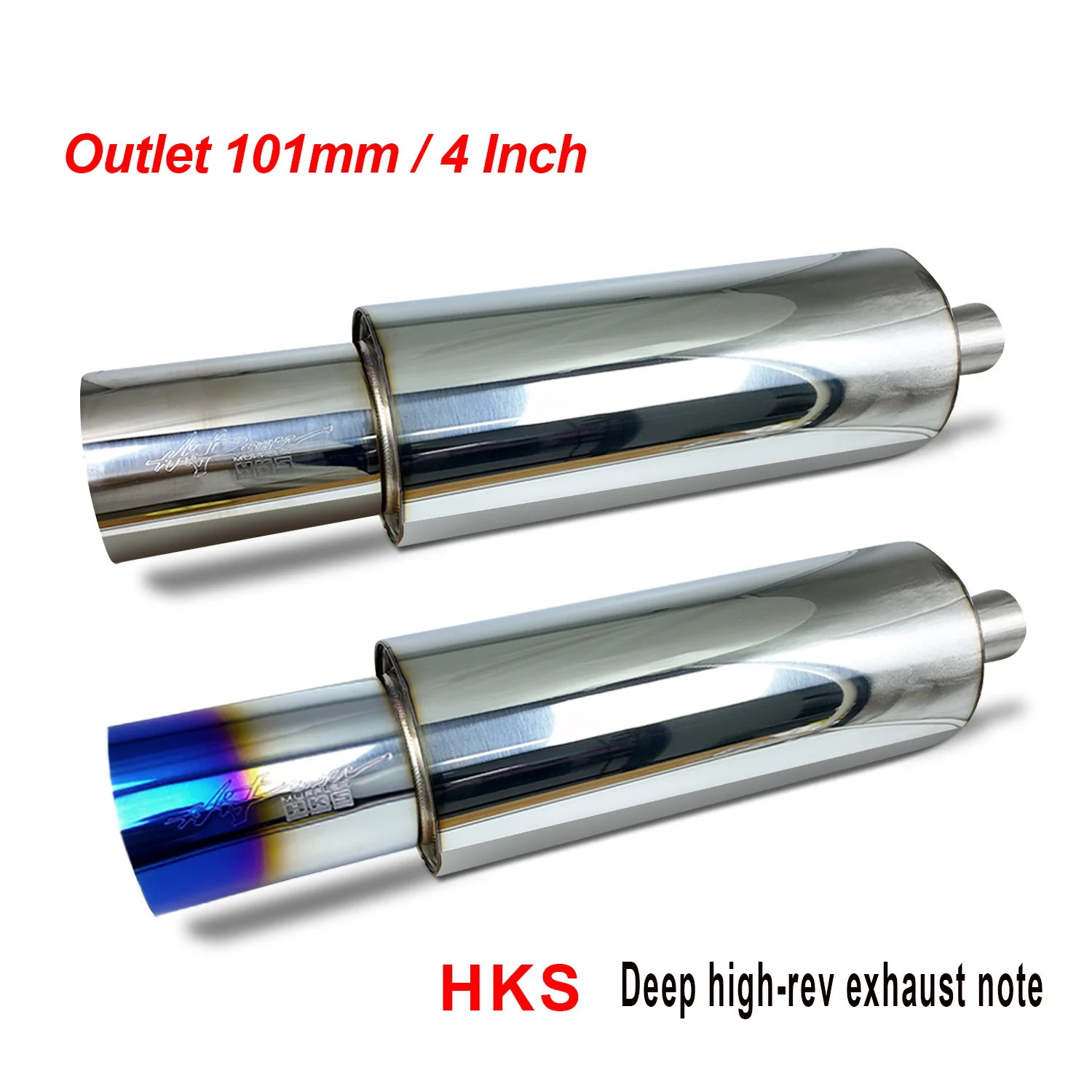 

JDM HKS Style Universal Exhaust Muffler,101mm/4" Outlet Stainless Steel Blue Burnt Tip Performance Racing Exhaust for Cars