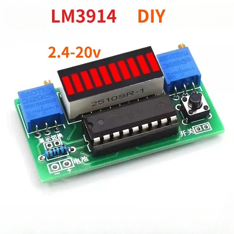 LM3914 10 Segment 3.7V Lithium 12V Battery Capacity Indicator Module Power Level Tester LED Display Electronic DIY Kits