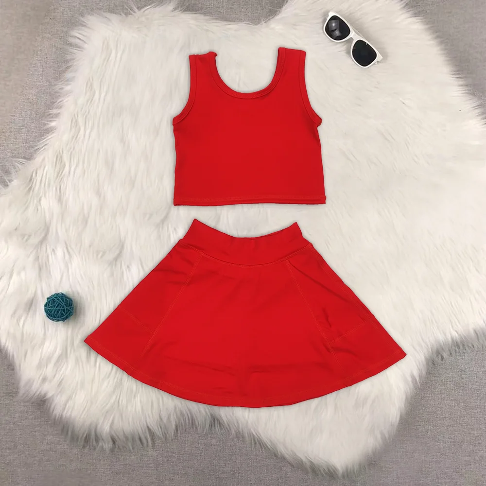 

Baby Girls Red Vest Top Yoga Tennis Sports Skorts Clothes Sets