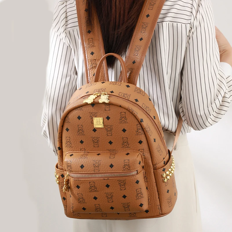 Cute Print Bookbag For College Girls，Large Capacity School Bag, Versatile Daypack Class Travel,Women's Fashion Stylish Backpack﻿