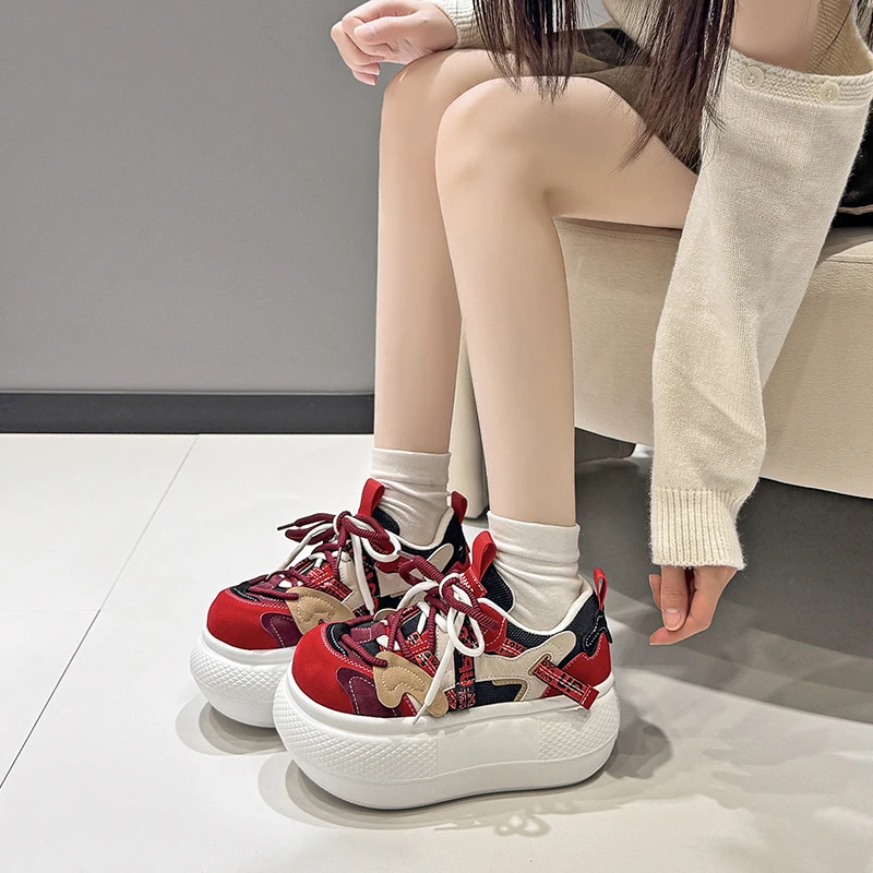 

Женские дышащие кроссовки на платформе 7 см, повседневные удобные спортивные туфли, новинка 2026 года, женская обувь на массивной подошве, Zapatos De Mujer