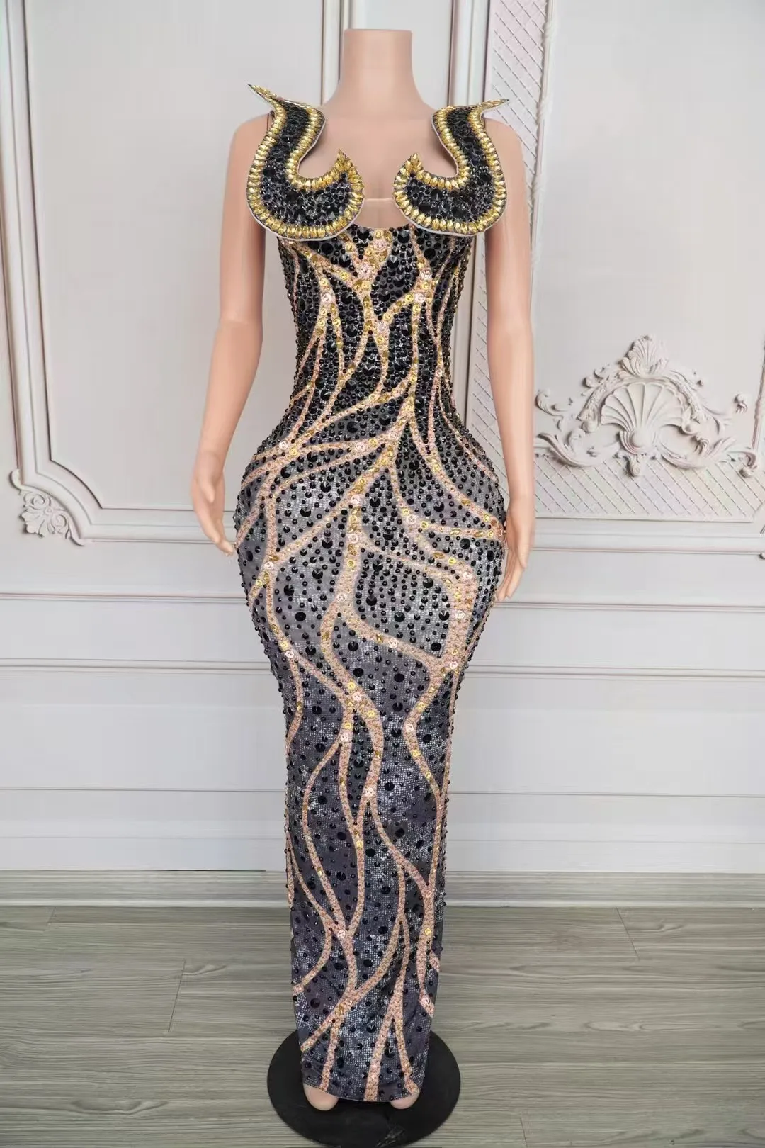 

High Quality Hot Stamping Sexy Slit Elastic Dress2025 New Fashion Custom Women'S Clothing D298