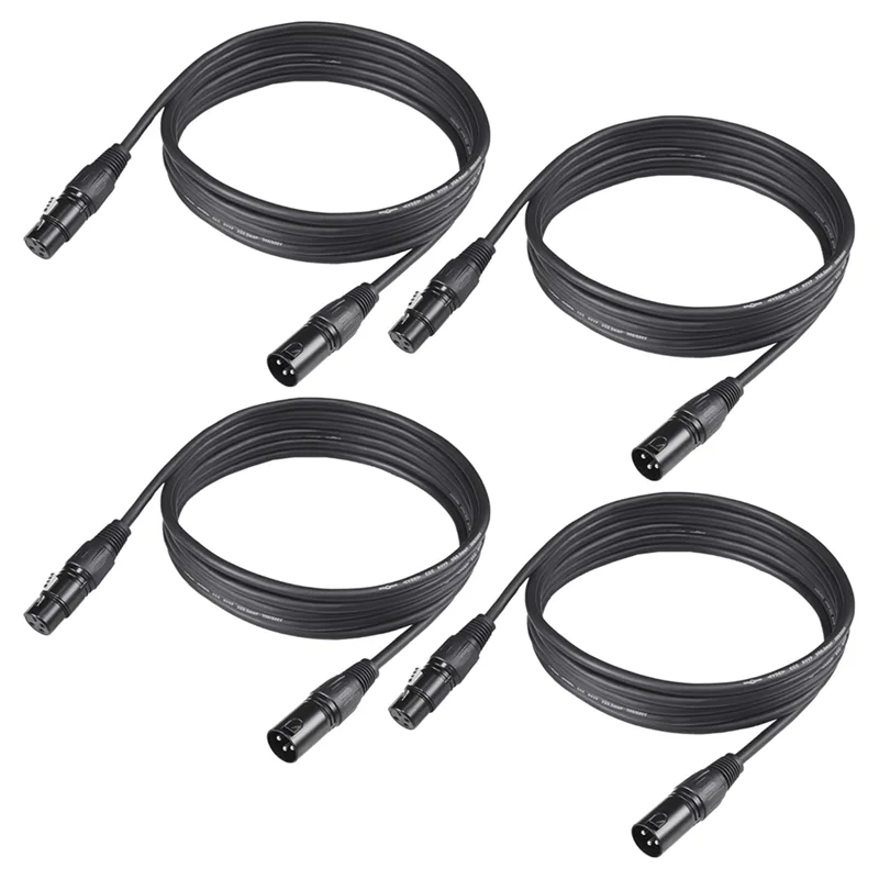 สาย DMX 10Ft,4 ชิ้นสาย DMX 3Pin สัญญาณ XLR ชายหญิง DMX สายสําหรับสัญญาณสําหรับแสงเวที - AT64