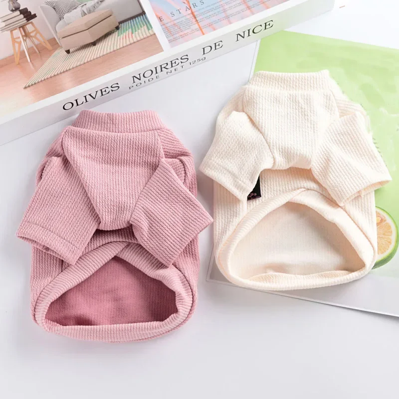 High Collar  Elastic Bottoming Shirt  Pet Dog Striped Clothes Puppy Cotton  Warm Sweater for Dogs Cats Pullover Cosstume Apparel