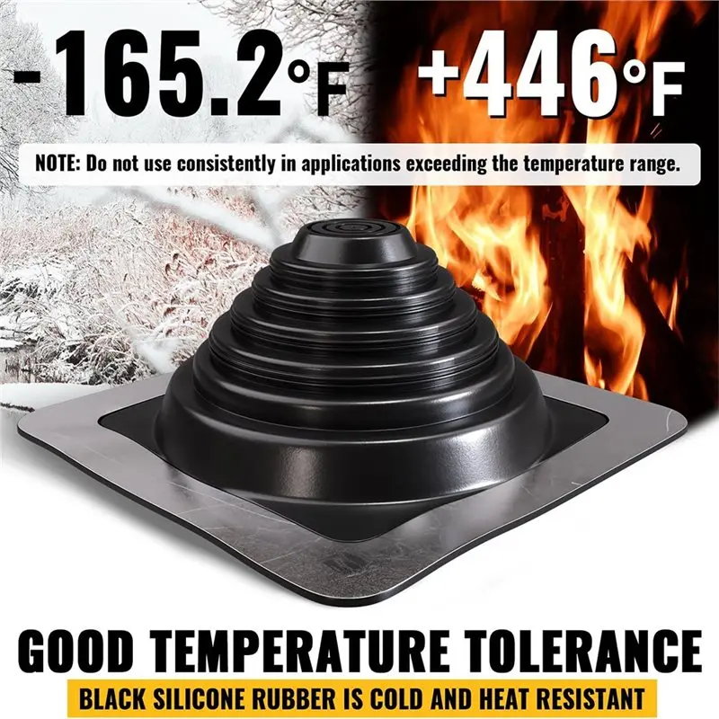 ABDJ-Metal Roof Pipe Flashing,Roof Vent Boot, High Temp Silicone Stove Boot, For Tube OD 1/4