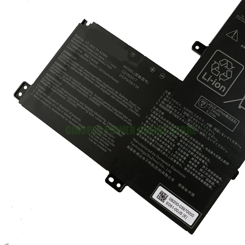 Imagem -02 - Bateria C21n2023 do Portátil de cp B20003970000 7.74v 5428mah 42wh para a Substituição da Bateria do Caderno de Cx1500cka
