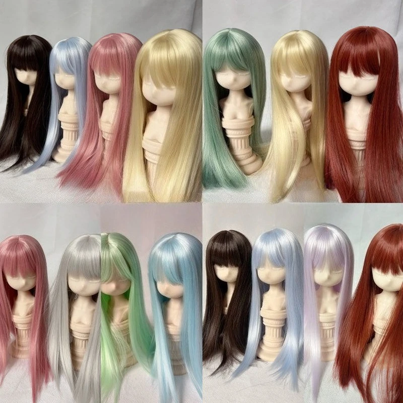 

1/3 1/4 1/6 Doll's Wig for 60/45/30cm Bjd Doll Long Straight Hair with Bangs Dress Up Toys Play House Doll Accessories, No Doll