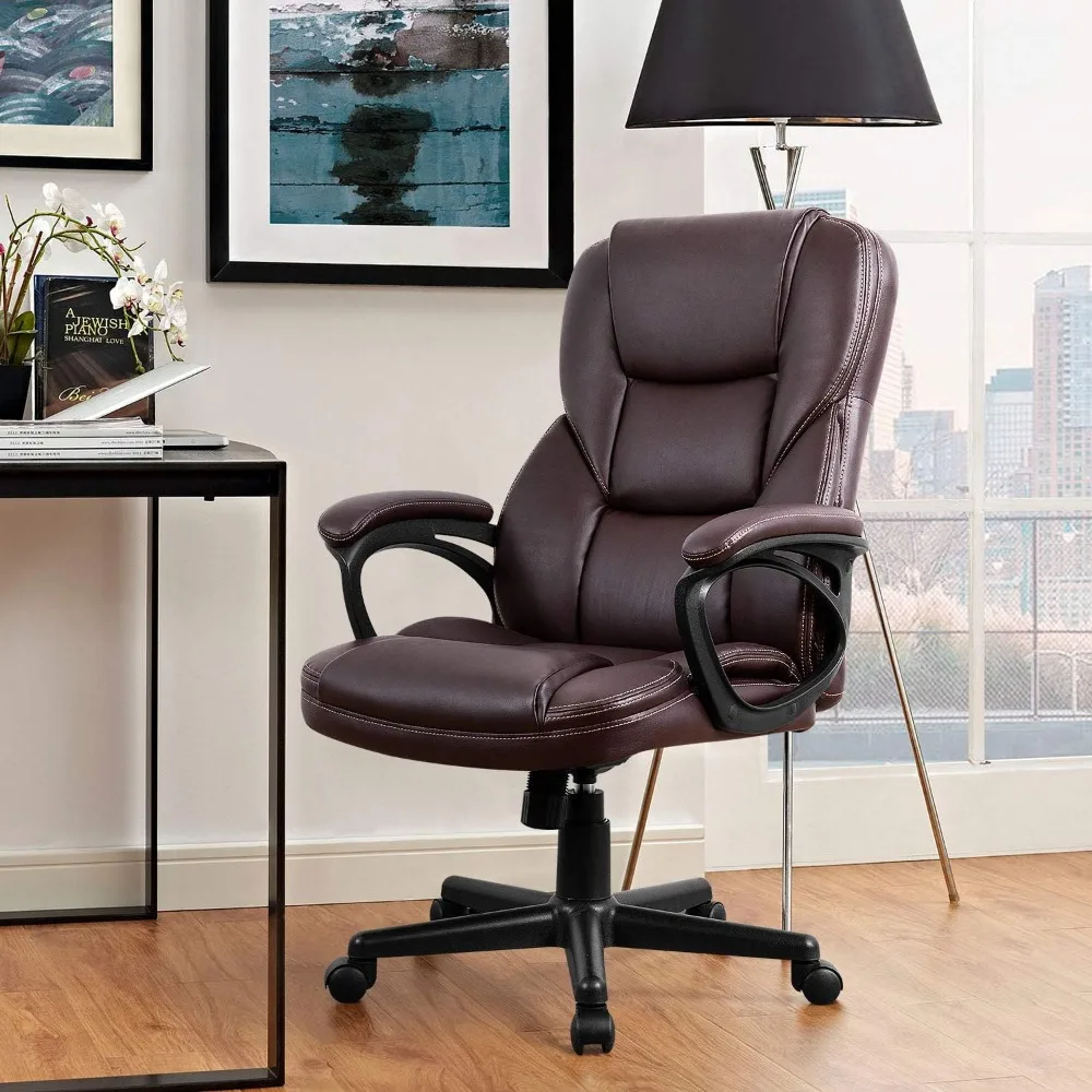 

Office Executive Chair High Back Adjustable Managerial Home Desk Chair, Swivel Computer PU Leather Chair with Lumbar Support