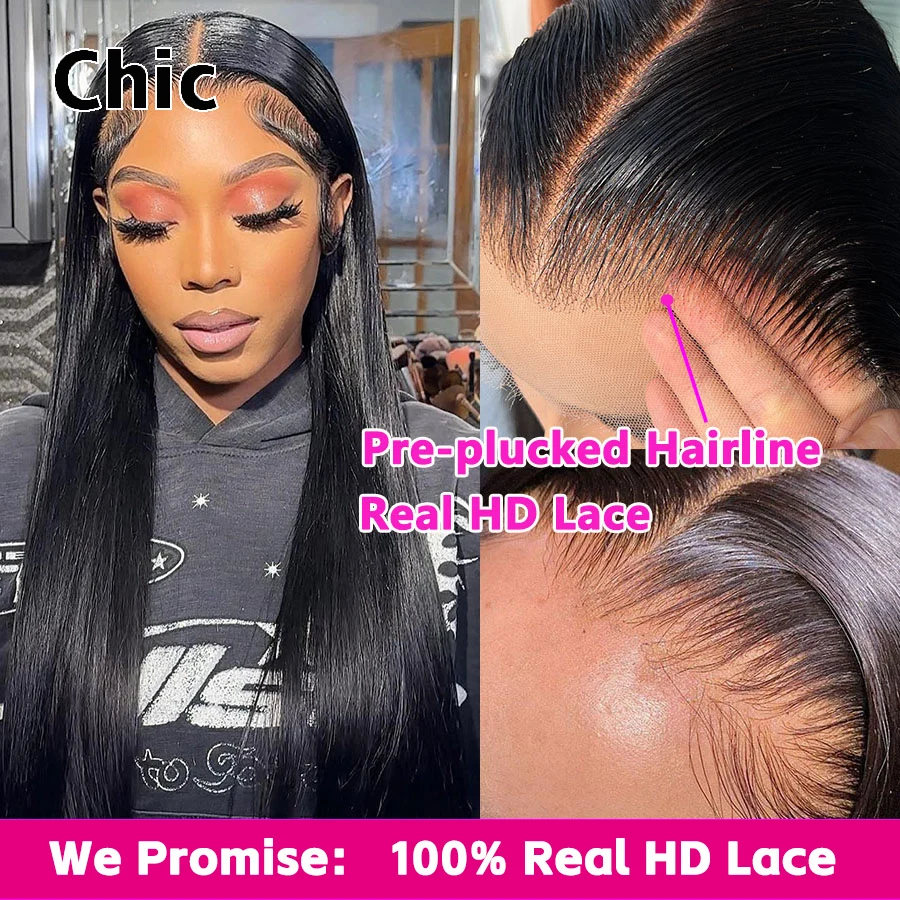 Gd Chic Wigs Skinlike Real HD Lace Frontal Wig Silky Straight Glueless Human Hair Wigs 250% 13x6 HD Lace Front Wig Pre Plucked