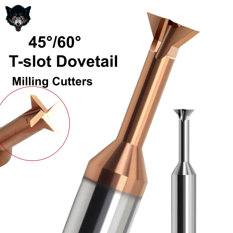 45° 60° T-slot Dovetail Milling Cutters D4 D6 D8 D10 D12 Carbide CNC Chamfering End Mills for Metal Slot Milling For aluminum