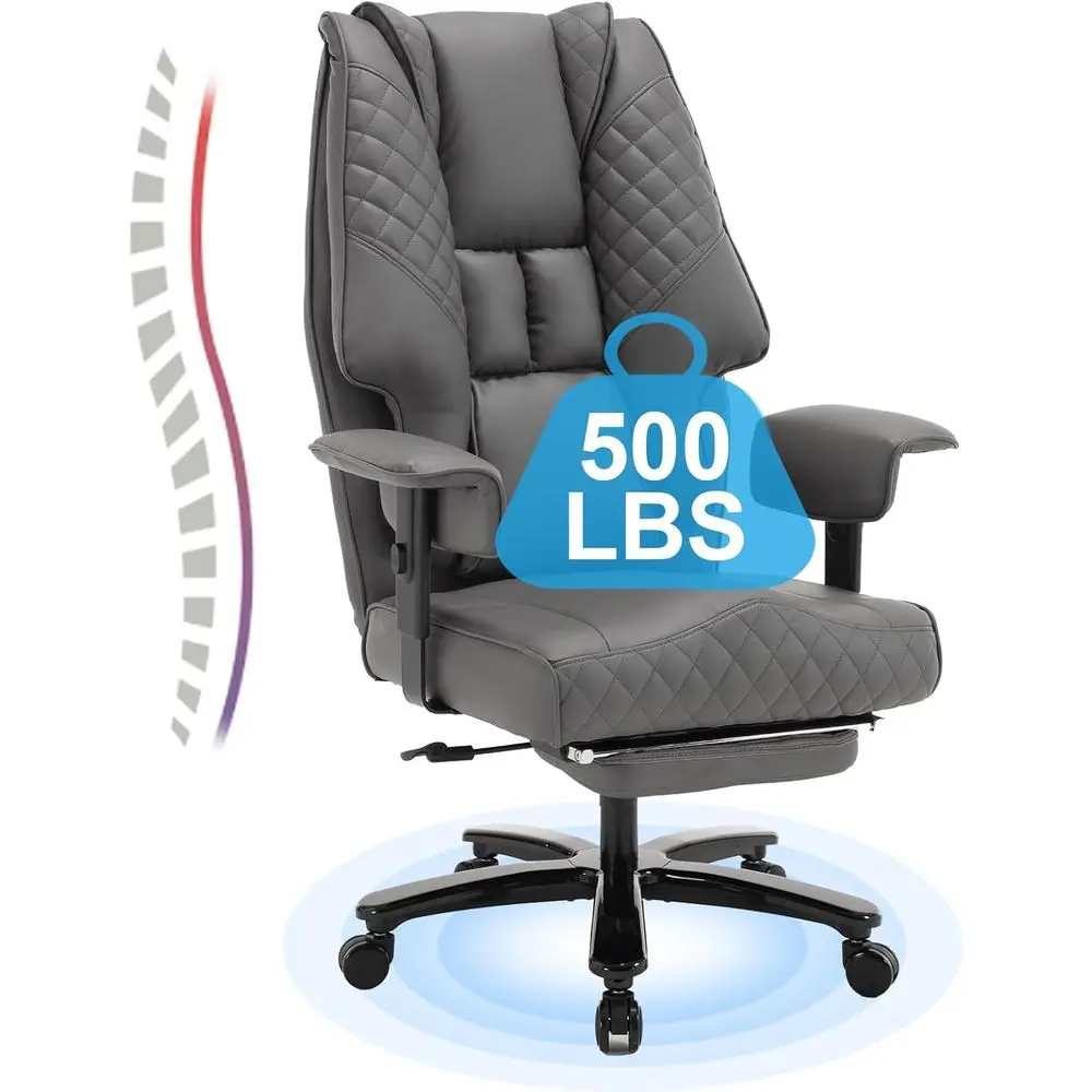 500 Pfund großer und hoher verstellbarer Oice-Stuhl mit Fußstütze, Executive-Computer-Recliner-Heimschreibtischstühle aus Leder nach Maß