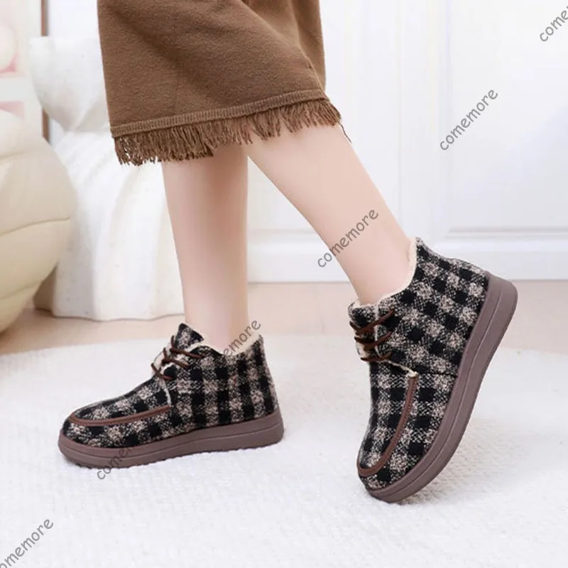 Comemore شتاء جديد القماش المرأة القطن فلكنيز أحذية منقوشة موضة مريحة مبطن سميكة لينة أسفل أمي الثلوج الأحذية