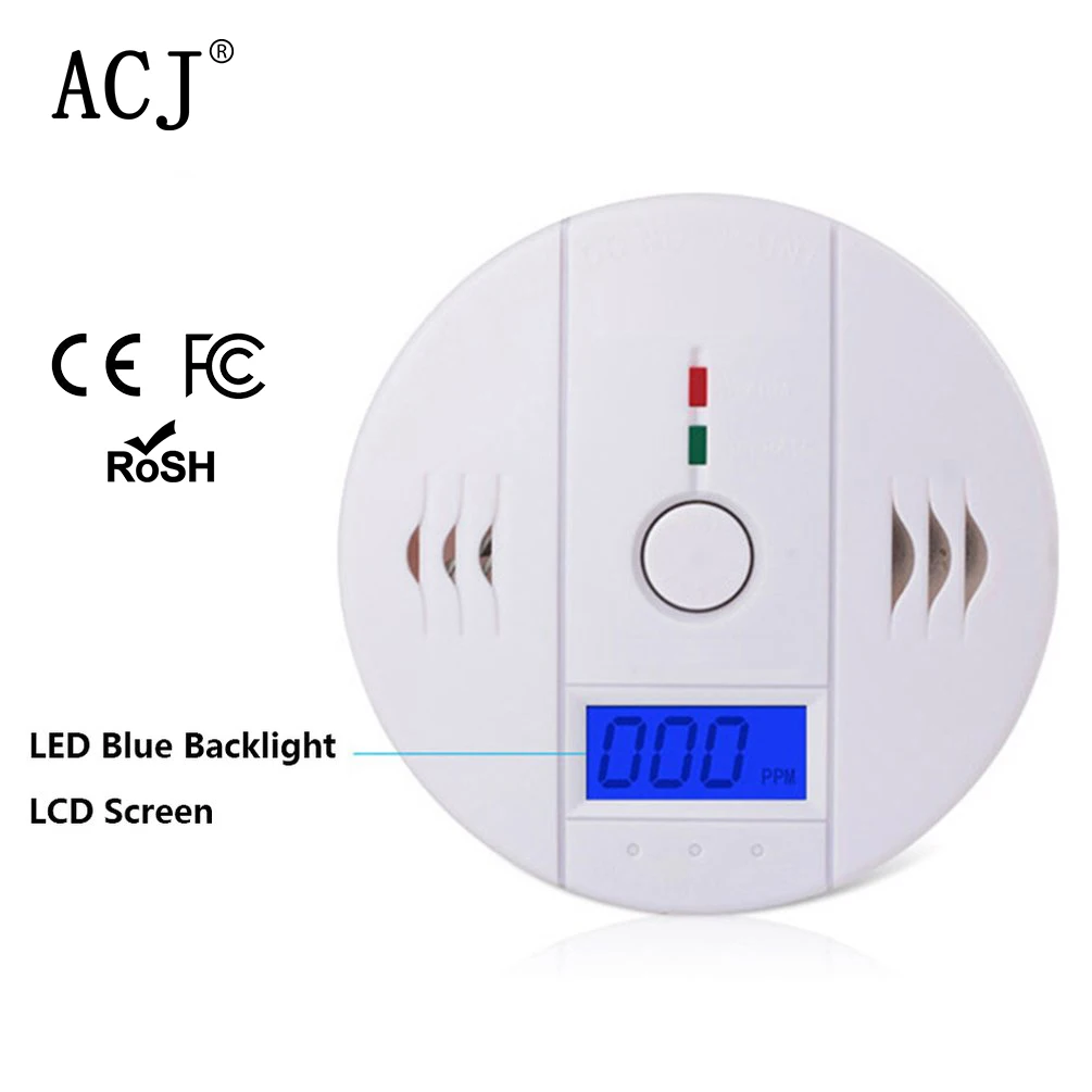 ACJ 가정용 고감도 CO 센서, 무선 일산화탄소 중독 연기 감지기, 경고 경보 감지기, LCD 표시기 