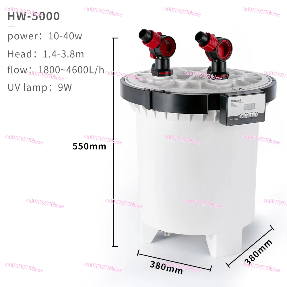 4-stage Intelligent LCD Display Aquarium Outside External Canister Filter for Fish Tank HW-5000 with Chinese Plug