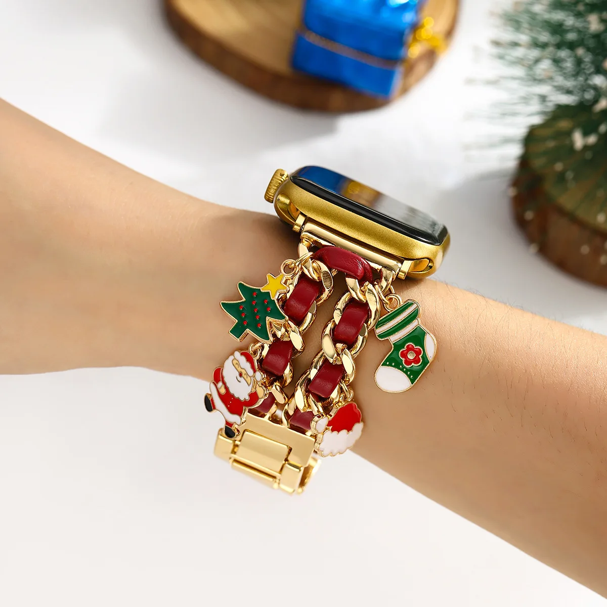 For Apple Watch Band Ultra 49mm 40mm 44 42mm 38mm Christmas tree Luxury Chain Strap+Case Bracelet for IWatch 8 7 6 SE 5 41 45mm