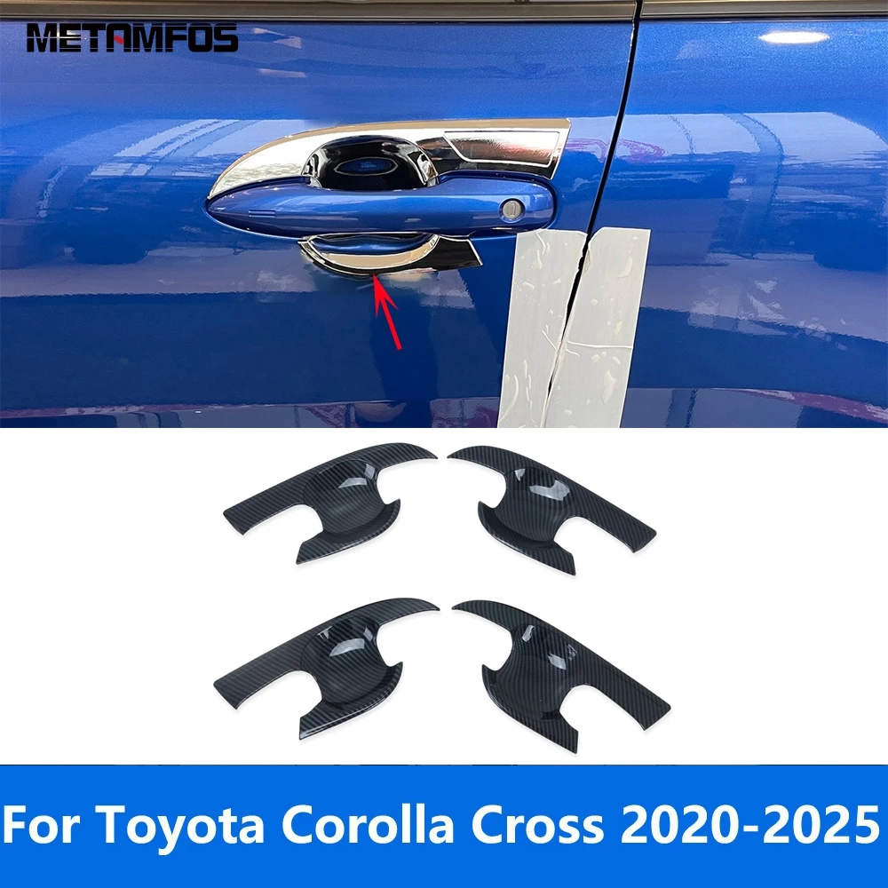 

Side Door Handle Bowl Cover Trim For Toyota Corolla Cross 2020-2024 2025 Carbon Fiber Protector Exterior Accessories Car Styling
