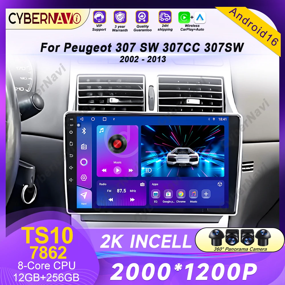 Android Car Radio For Peugeot 307 SW 307CC 307SW 2002 - 2013 Video Player Multimedia Navigation GPS Carplay QELD Auto Head Unit