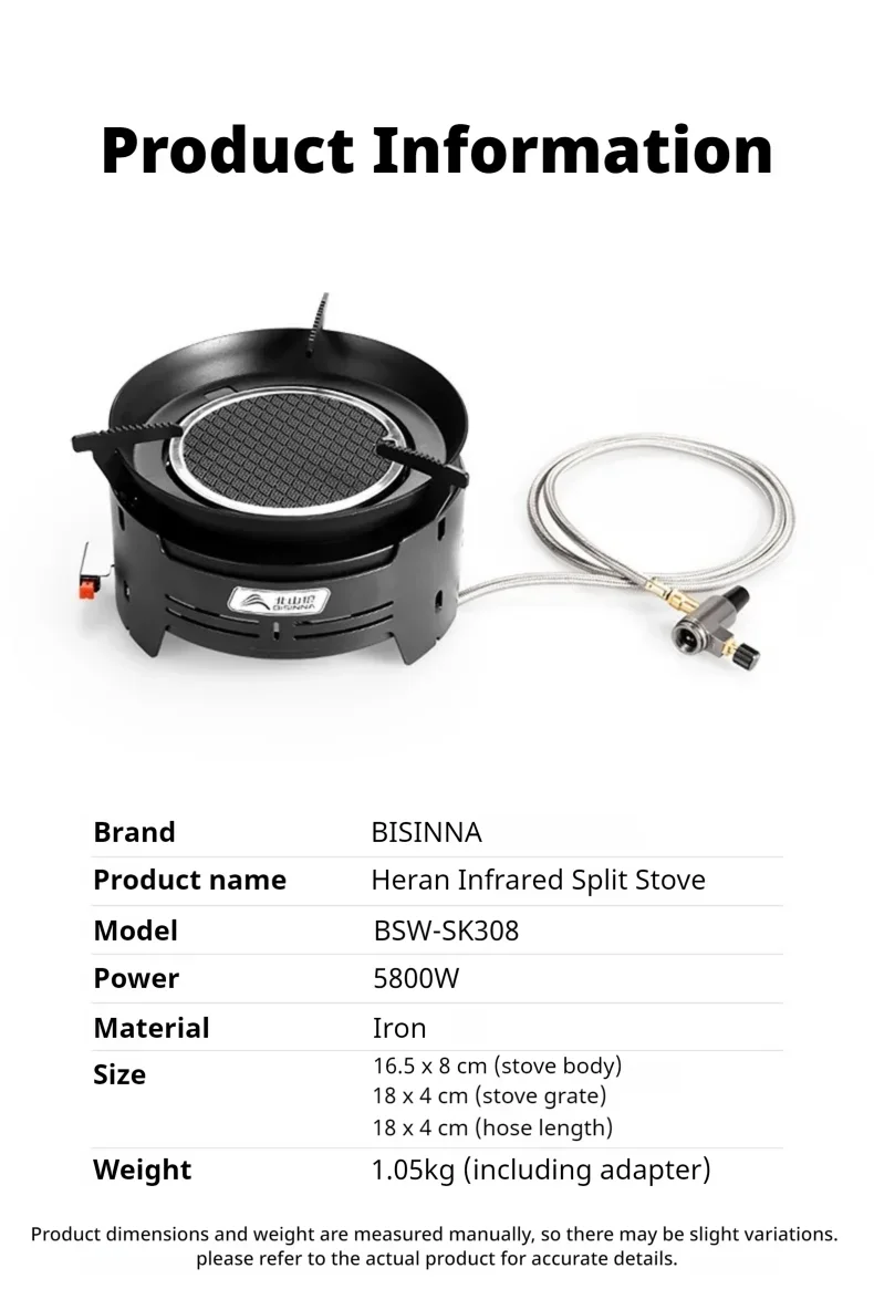 BISINNA 5800W Infrarot-Herd, tragbarer Split-Gasbrenner mit Aufbewahrungsbox, für Picknick, Wandern, winddichter Campingkocher im Freien – Detail 12