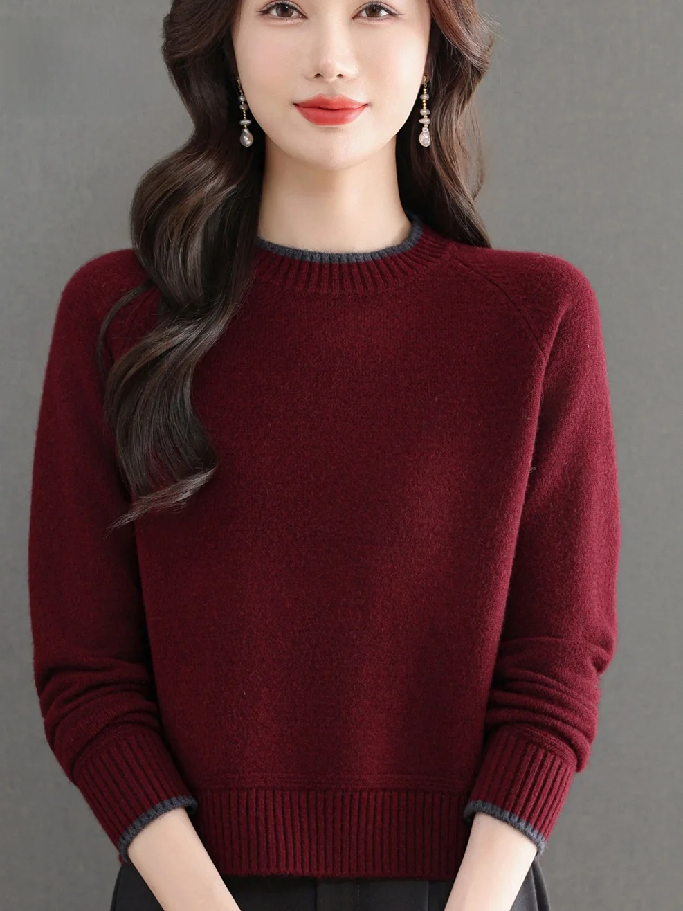 

Теплый вязаный свитер для женщин, свободный крой, круглый вырез, модный, осенне-зимний, цветной, комфортный, для мам...