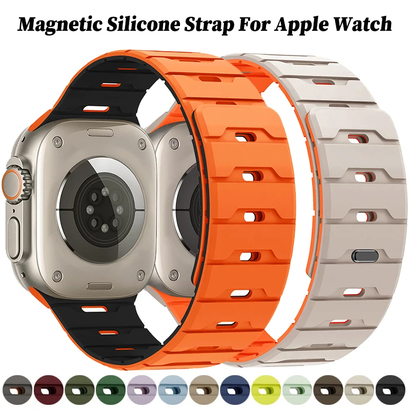 Magnetisches Silikonarmband für Apple Watch Armbänder Ultra 3 49 45mm 44 46mm 42 40mm Gürtelarmband für iWatch Serie 11 10 8 7 6 5 9 SE