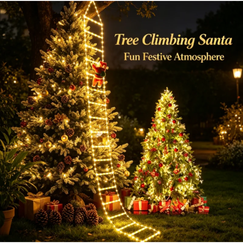 Outdoor 3M Santa Claus Climbing Ladder Christmas Tree Decoration for Home Garden Ornament New Year Gift Holiday Xmas Decor