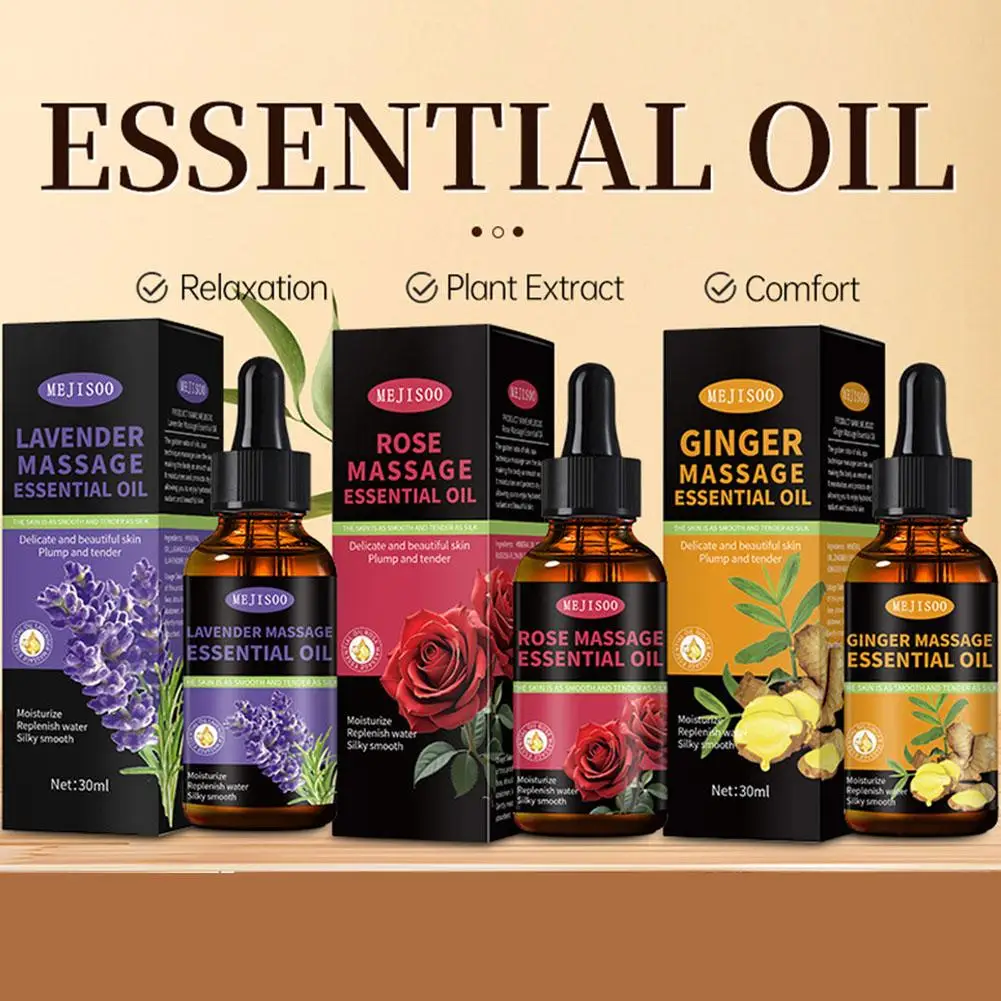 30ml Ginger Rose Lavender Essential Oil Aromatherapy Moisturizing Massage Essential Oil With Long-lasting Fragrance Essential